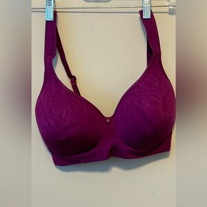 Breezies Dahlia Lace Unlined Wirefree Bra‎ Deep Purple Size 38D New